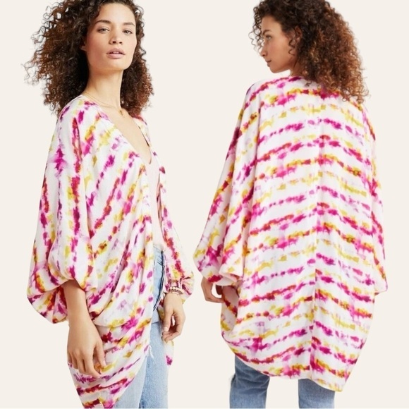 Anthropologie Dip-Dyed Cocoon Kimono One Size Tie Dye - Picture 1 of 12